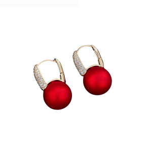Don't AsK Crystal Red Ball Drop Earrings ?C Festive Holiday Jewellery for Women