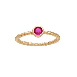 callura Goldtone Twisted CZ Birthstone Solitaire Ring ?C July Ruby Red