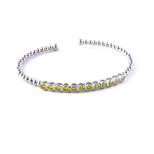 Sterling Silver Yellow CZ Array Open Bangle