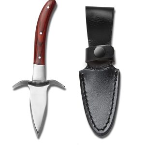 Outset 76468 Oyster Stainless Steel Blade Knife with Pakka Wood Handle and Full Tang Stainless Steel Blade and Case