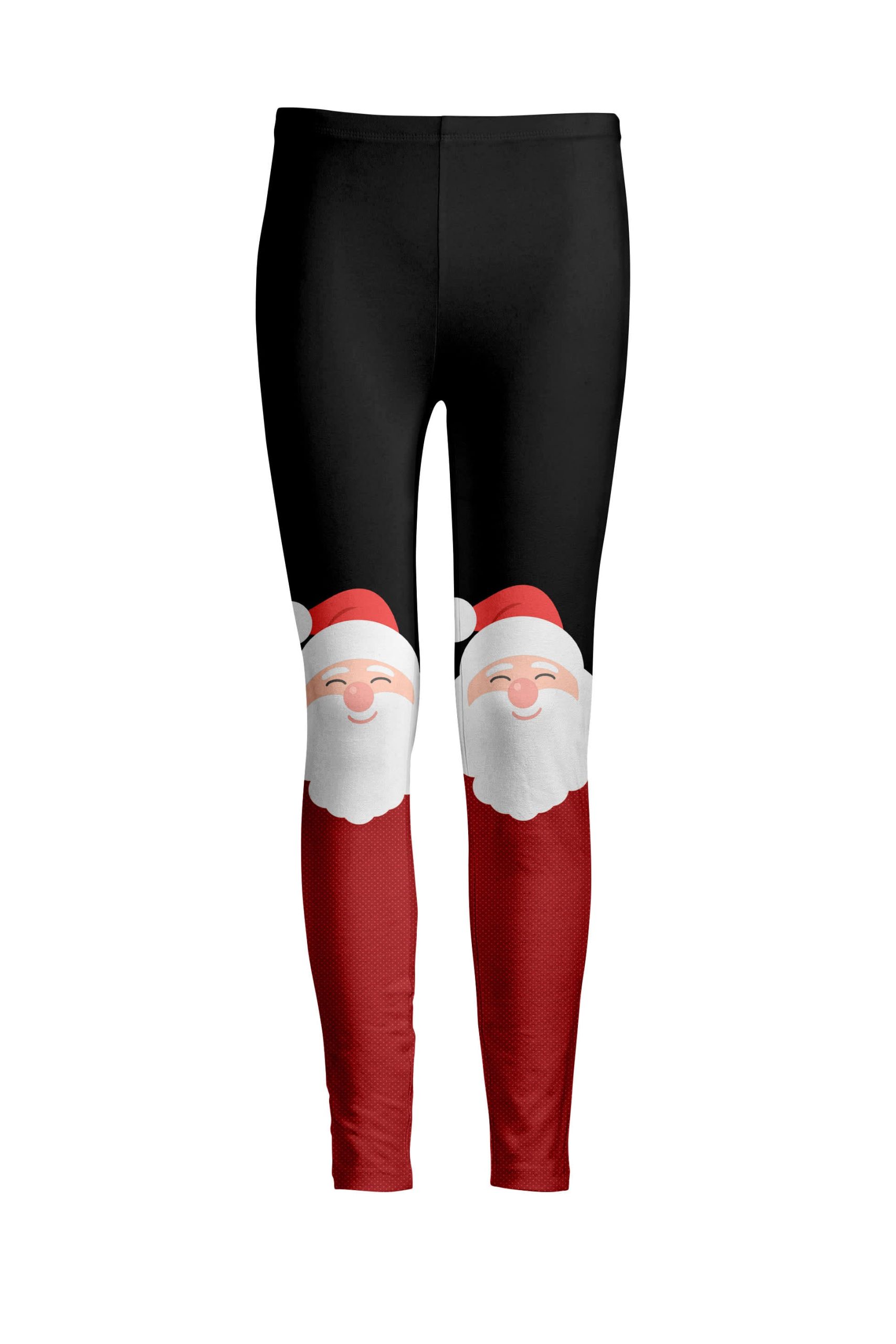 Lily by Firmiana Women's Medium Rise Printed Legging Black & Red Santa Legs Holiday Print - Image 3