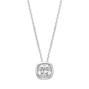 callura Cushion Solitaire Necklace Stainless Steel with Sparkling CZ Pendant