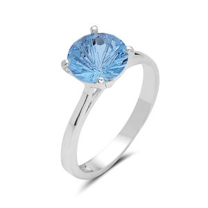 Vera & Co Sterling Silver Solitaire Synthetic Aqua Blue Women Ring size 7
