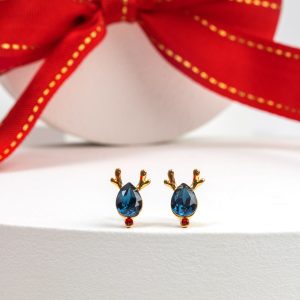 callura Goldtone Montana Crystal Deer Stud Earrings