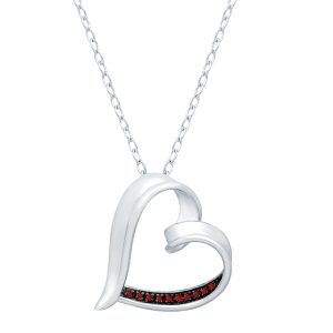 V3 Jewelry Heart Pendant Necklace Natural Red Diamond
