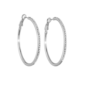 Silver Clear Swarovski Crystal Earrings ?C Classis Hoop Earrings With Clear Swarovski Crystals