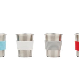 Red Rover 20009 Stainless Steel Kids' Cups with Silicone Sleeves. Set of 4