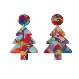 Don't AsK Marbled Christmas Tree Earrings ?C Festive Holiday Jewellery for Women