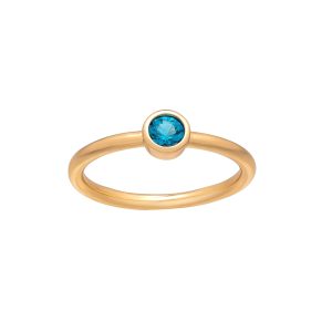 callura Goldtone CZ Birthstone Stackable Solitaire Ring ?C March Aquamarine