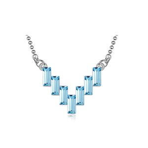 Aqua Swarovski Crystal Necklace ?C Crystal Swarovski Baguette Necklace