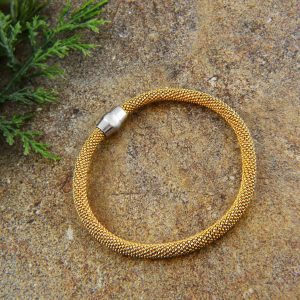 Vera & Co Italin Sterling Silver Popcorn Links Gold plate Women Bracelet with Magnet