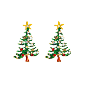 Don't AsK Green Crystal Christmas Tree Stud Earrings ?C Festive Holiday Jewellery for Women