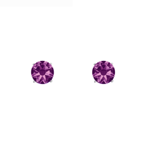 callura Timeless Stainless Steel & Cubic Zirconia Birthstone Solitaire Stud Earrings ?C February Amethyst