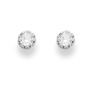 Sterling Silver Cubic Zirconia Halo Style Stud Earrings