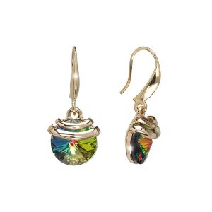 Goldtone Vitrail Medium Swarovski Crystal Earrings ?C Gold Spring Drop Crystal Earrings