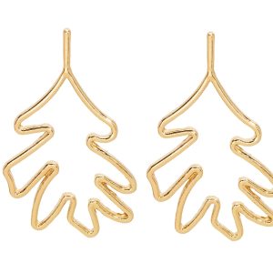 Don't AsK Goldtone Open Leaf Drop Earrings ?C Minimalist Leaf Dangles