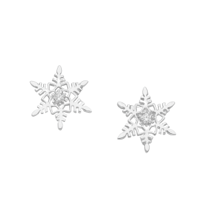 Ag Sterling Ornate Cubic Zirconia Snowflake Stud Earrings