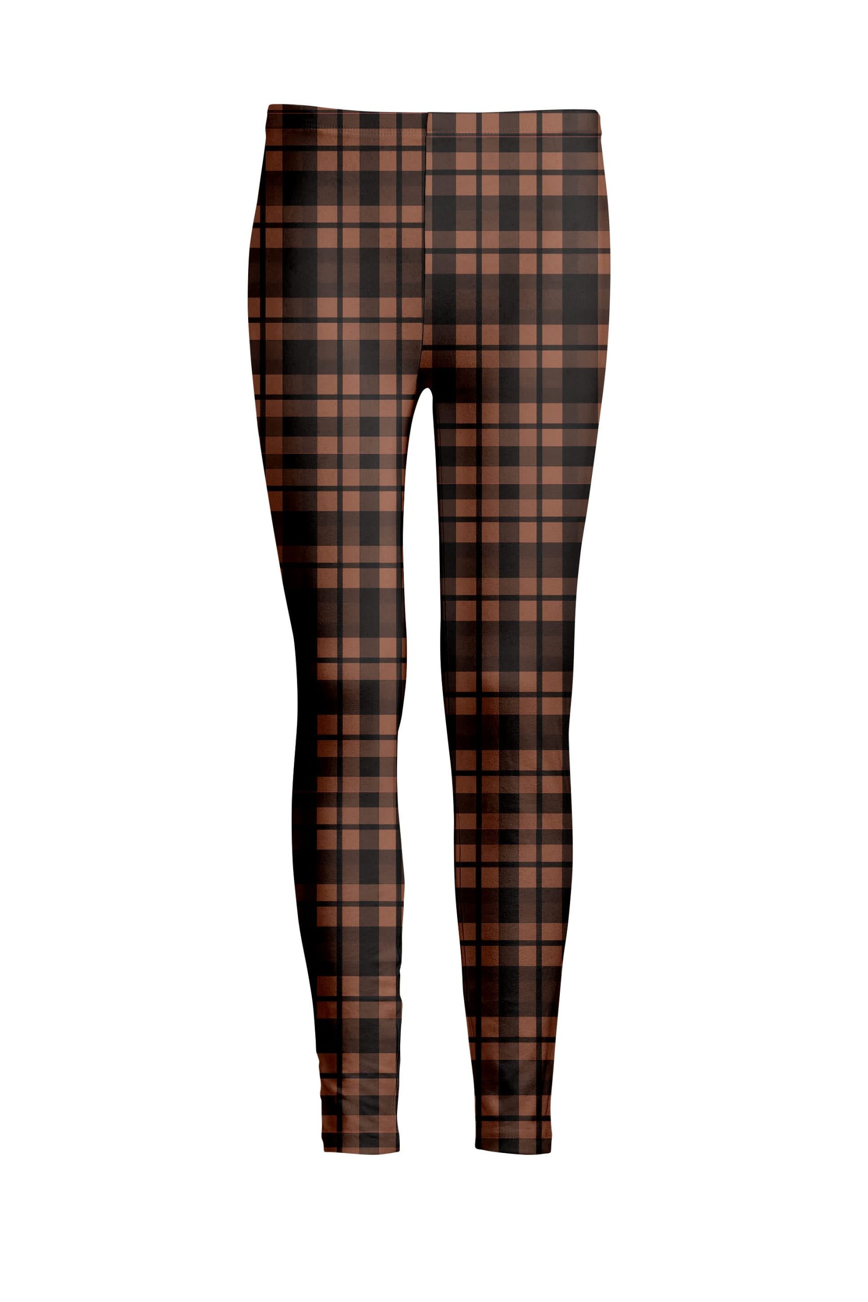 Lily by Firmiana Women's Medium Rise Printed Legging Brown & Black Check Plaid Print - Image 5