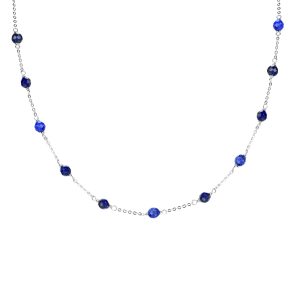 V3 Jewelry V Jewelry Lapis Sterling Silver Bead Station Necklace
