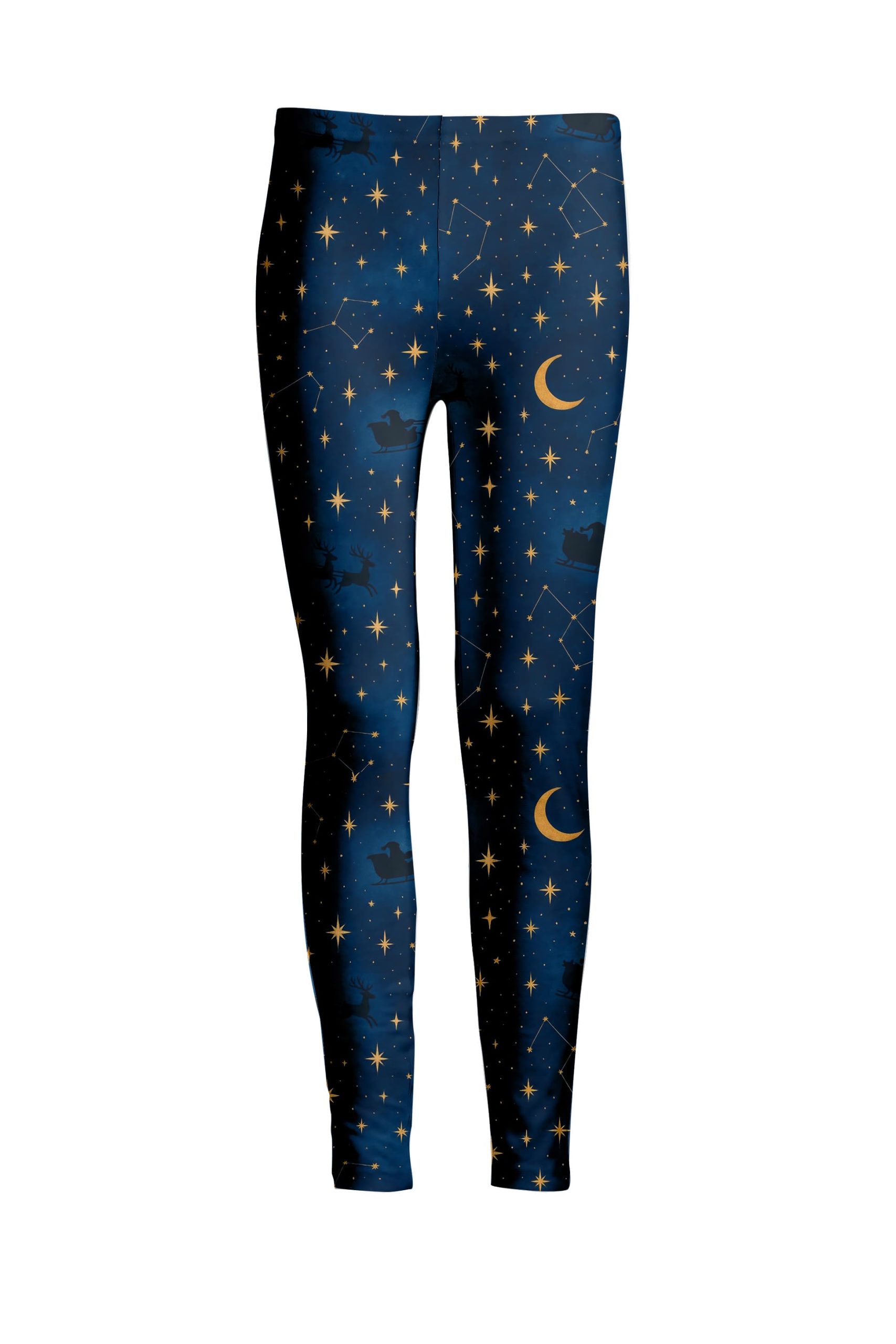 Lily by Firmiana Women's Medium Rise Printed Legging Navy & Gold Night Sky Star Print - Image 2