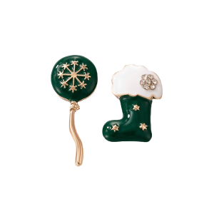 Don't AsK Asymmetrical Christmas Stocking and Ornament Stud Earrings ?C Festive Holiday Jewellery for Women