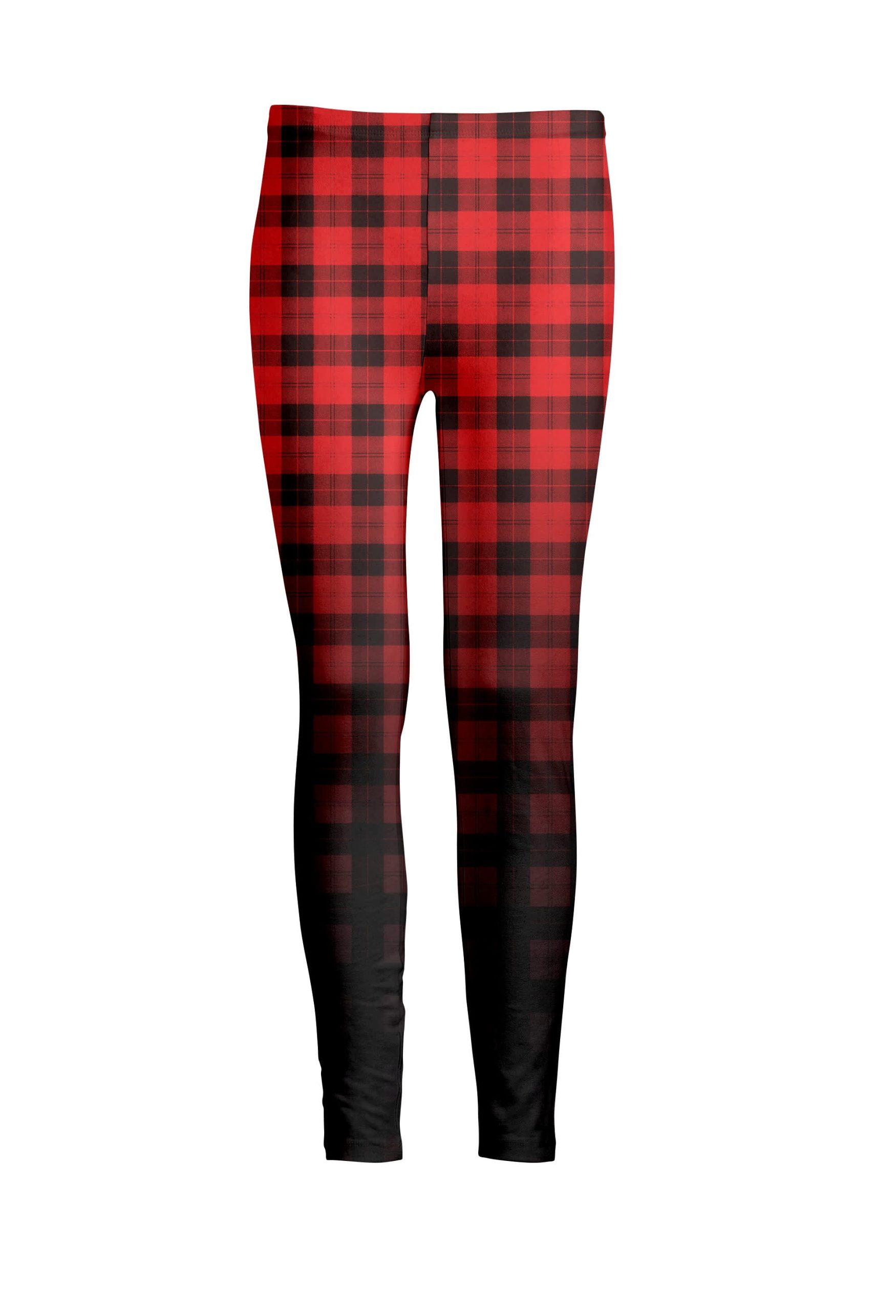 Lily by Firmiana Women's Medium Rise Printed Legging Red & Black Plaid Gradient Print - Image 4