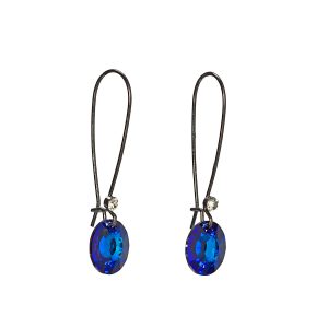 Black Bermuda Blue Swarovski Crystal Earrings ?C Crystal Fish Hook Drop Elegant Earrings