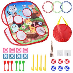 Fresh Fab Finds 5 in 1 Bean Bag Toss Game Toy Corn Hole Game Beanbag Toss Game Dart Board Game Loop Toss Game Outdoor Activities Party Backyard Games Set for Boys Gir