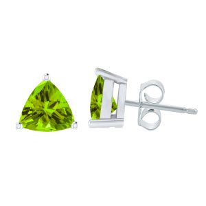 Sterling Silver 3.60CT Natural Peridot Triangle Stud Earrings