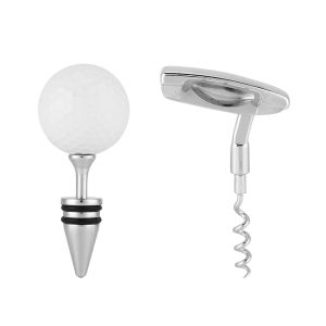 Outset Golfer's Corkscrew Wine Opener and Bottle Stopper Set