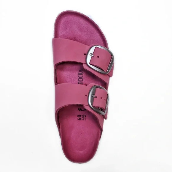 Birkenstock Arizona Big Buckle Nubuck Leather Fuchsia Tulip Sandals - Image 2