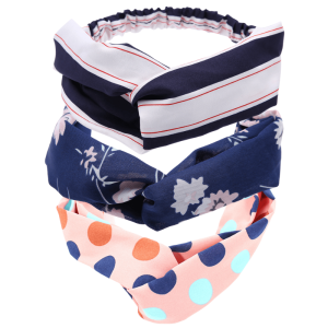 White. Navy & Thin Red Stripe Twisted Headband- Don't AsK - set of 3