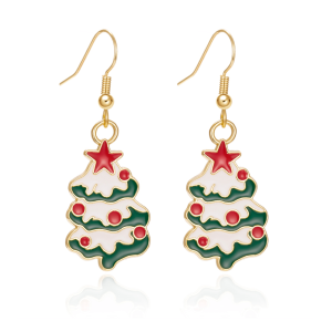 Don't AsK White Green Red Christmas Tree Drop Earrings ?C Festive Holiday Jewellery for Women