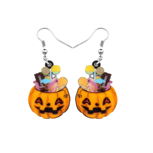 Halloween Pumpkin With Candy Drop Earrings
