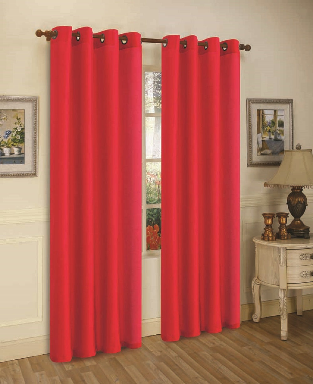 J&V Textiles 2 Panels Solid Grommet Faux Silk Window Curtain Drapes Treatment in 84 Length - Image 35