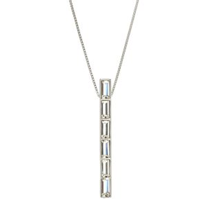 Clear Swarovski Crystal Necklace ?C Rectangular Crystal Swarovski Bar Pendant Necklace