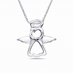 Vera & Co Women Sterling Silver Angel with Halo Charm Necklace 18 inches