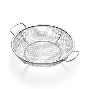 Outset Stainless Steel Shallow Mesh Grill Basket With Handles. 12 x 15