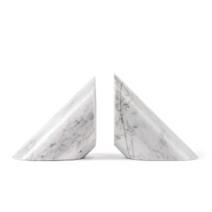 Fox Run Polished Marble Bookends. Set of 2 Angled Heavy Book Ends