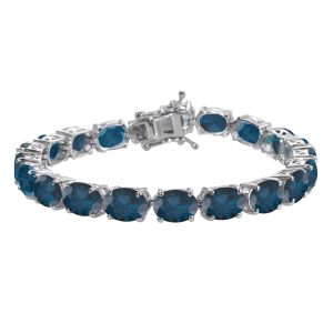 V3 Jewelry 16.50Ct Sterling Silver Natural London Blue Topaz Tennis Bracelet