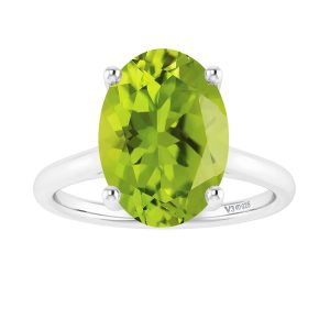 2.60CT Oval Shape Natural Peridot Sterling Silver Solitaire Ring