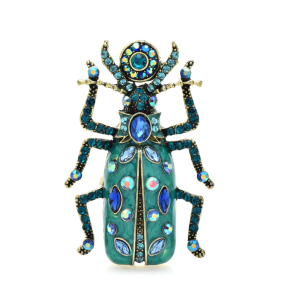 Don't AsK Multicolour Crystal Beetle Brooch ?C Teal ?C Insect Bug Pin