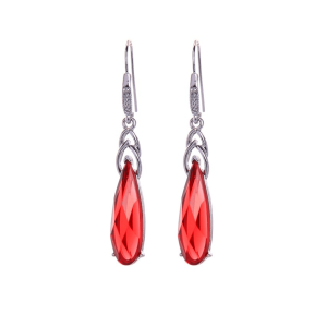 Don't AsK Red Crystal Teardrop Earrings ?C Sparkling Dressy Dangles
