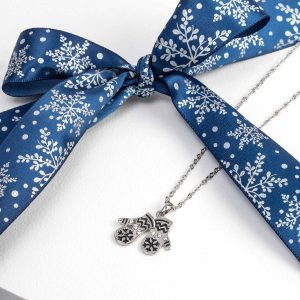 callura Winter Mittens Pendant Necklace with Swarovski Crystals