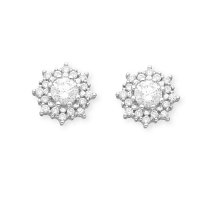 Ag Sterling Ornate Cubic Zirconia Snowflake Drop Earrings