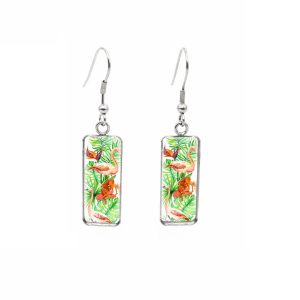 Don't AsK Rectangular Art-Print Drop Earrings ?C Flamingos in Jungle ?C Lightweight Dangle Earrings for Women