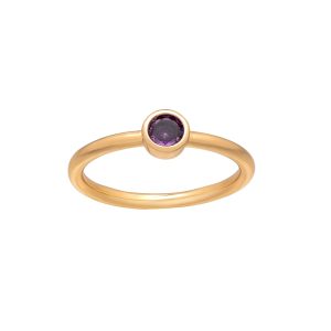 callura Goldtone CZ Birthstone Stackable Solitaire Ring ?C February Amethyst