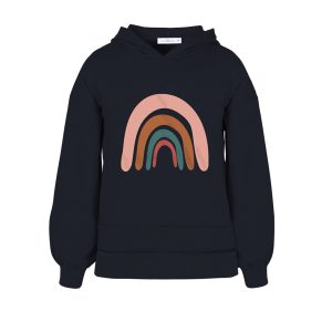 Dark Navy Rainbow Print Hooded Top