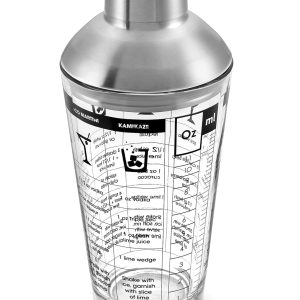 Outset Glass/Ss  Coktl Recipe Shaker