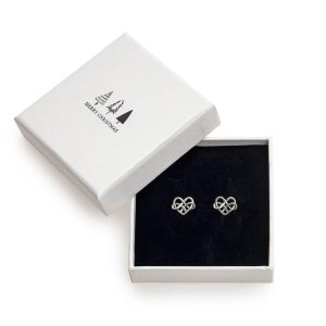 Ag Sterling Celtic Heart Stud Earrings in Holiday Box